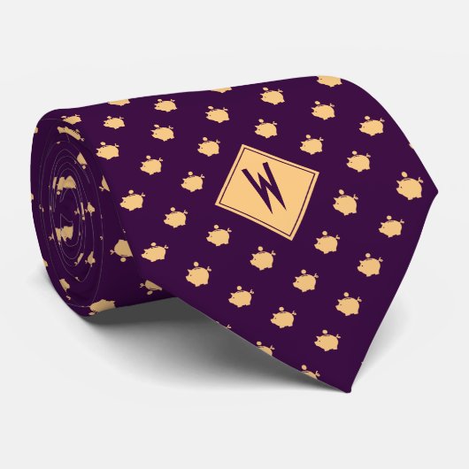 Cravate Purple Financial Advisor Piggy Bank (Roulé)
