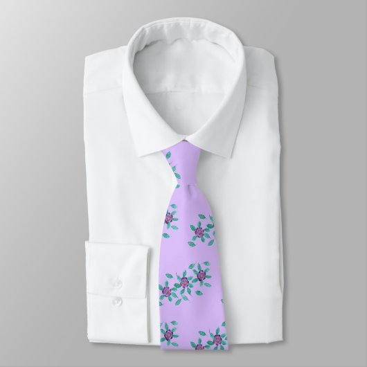 Cravate Purple Flowers on Lavender Pattern, Ties (Attaché)
