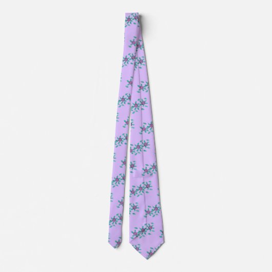 Cravate Purple Flowers on Lavender Pattern, Ties (Dos)