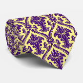 Cravate Purple & Jaune Floral Damas Style baroque (Roulé)