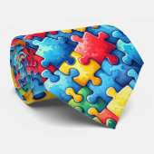 Cravate Puzzle sensibilisation sur l'autisme (Roulé)