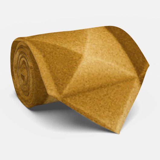 Cravate Pyramides, triangles texture dorée (Roulé)