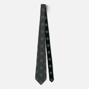 Cravate Quatre Feuilles Vert Clocher Sur Aquarelle Noire