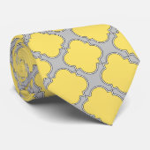 Cravate Quatrefoil jaune et gris (Roulé)