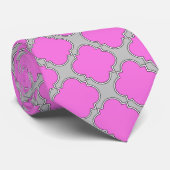 Cravate Quatrefoil rose et gris (Roulé)