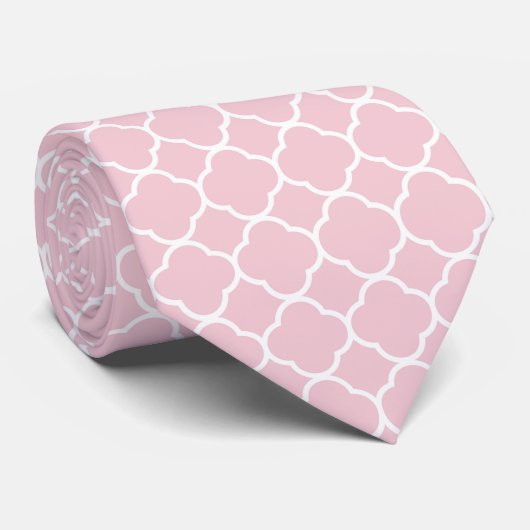Cravate Quatrefoil rose, Latticework, Trellis marocain (Roulé)