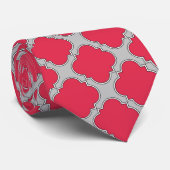 Cravate Quatrefoil rouge et gris (Roulé)