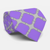 Cravate Quatrefoil violet et gris (Roulé)