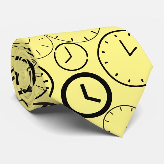 Cravate Quelle heure est-il ? wx4 L Jaune BG (Roulé)