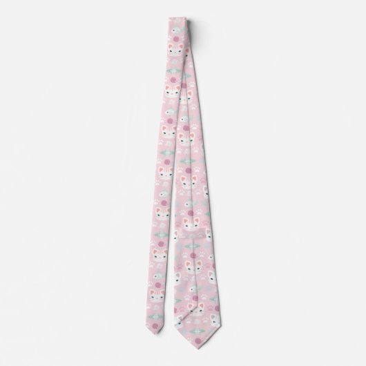 Cravate Qu'est-ce que le Cool, Kitty Chat en rose et Menth (Dos)