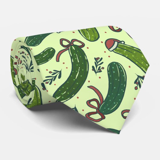 Cravate Quirky Festive Pickles de Noël Motif (Roulé)