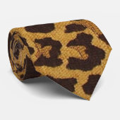 Cravate RAB Rockabilly Imprimé Léopard Marron Or (Roulé)