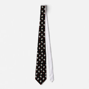 Cravate RAB Rockabilly Sugar Skulls Roses sur fond noir