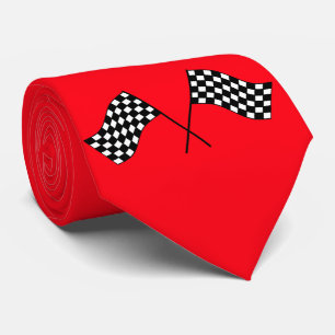 Cravate Racing noir blanc drapeaux chèque n'importe quelle