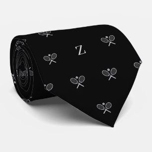 Cravate Rackets de Tennis Doubles Balle Monogramme Initial