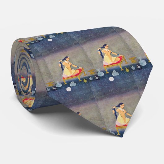 Cravate Radha la nuit. Mughal peignant Ca 1650Th par Indis (Roulé)