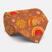 Cravate Rainbow Boho Terracotta Automne Soleil Coeur (Roulé)