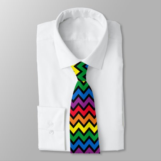 Cravate Rainbow Chevron noir (Attaché)