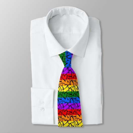 Cravate Rainbow Heart Motif (Attaché)