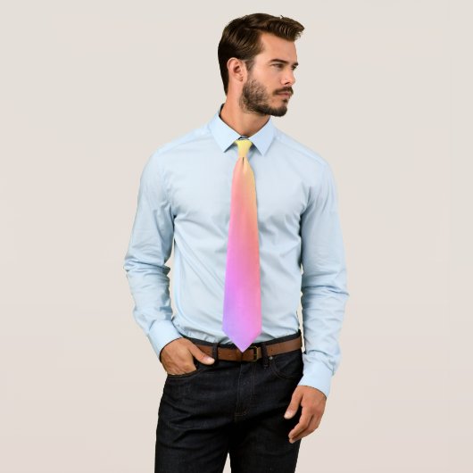 Cravate Rainbow Pastel Ombré rose bleu violet 4Matt (En situation)