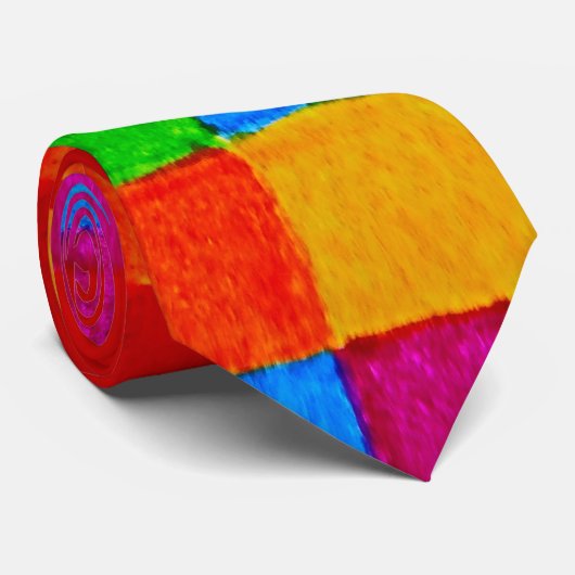 Cravate Rainbow Patchwork Quilt art moderne abstrait (Roulé)