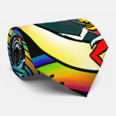 Cravate Rainbow Psychedelic Train Vibrant Colorant Motif (Roulé)