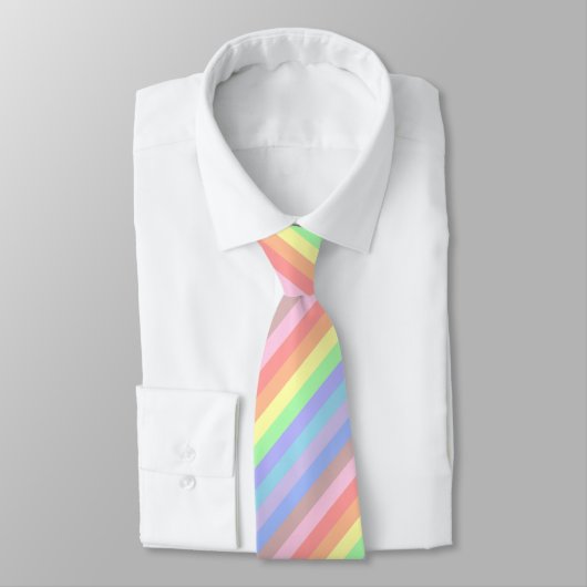 Cravate Rainbow Stripes Pastel Colors (Attaché)