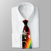 Cravate Rainbow White Music Notes sur Black (Attaché)