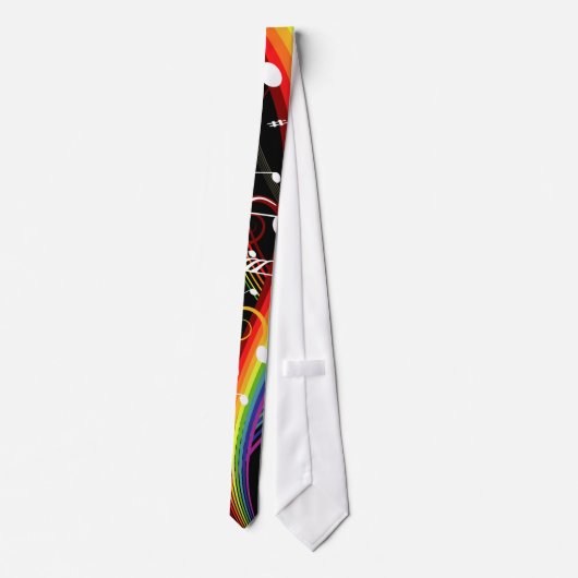 Cravate Rainbow White Music Notes sur Black (Dos)