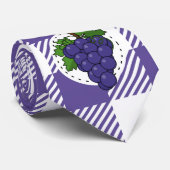 Cravate Raisins sur Plaid violet blanc (Roulé)