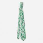 Cravate Rameaux Abstraits Feuilles Bleu et Vert (Dos)