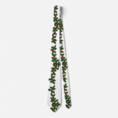 Cravate Rameaux de Noël de houx rouge vert blanc (Devant)