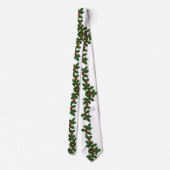 Cravate Rameaux de Noël de houx rouge vert blanc (Dos)