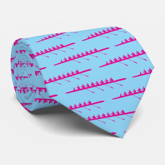 Cravate Rameurs Rowing DIY Couleurs 8 Équipe Lt Blu Ht Pnk (Roulé)