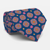 Cravate Rangoli Flowers, Polka Dots, Blue, Unisex Necktie (Roulé)