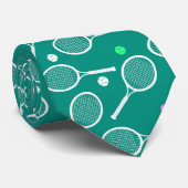 Cravate Raquette de tennis blanc et Motif de balle vert (Roulé)