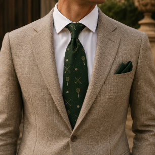 Cravate Raquette de tennis Old Money Country Club vert