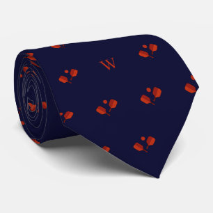 Cravate Raquettes de Pickleball Rouges Balle Monogramme In