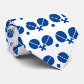 Cravate Raquettes de ping-pong bleues et boules (Roulé)