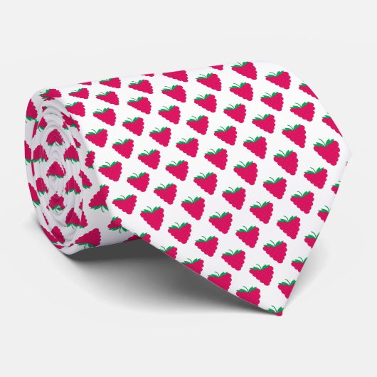 Cravate Raspberries Pink Berry Fruit Pattern (Roulé)