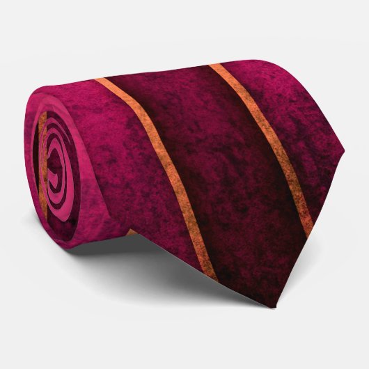 Cravate Raspberry Gold Stripe Moderne Hot Rose Mens Cravat (Roulé)