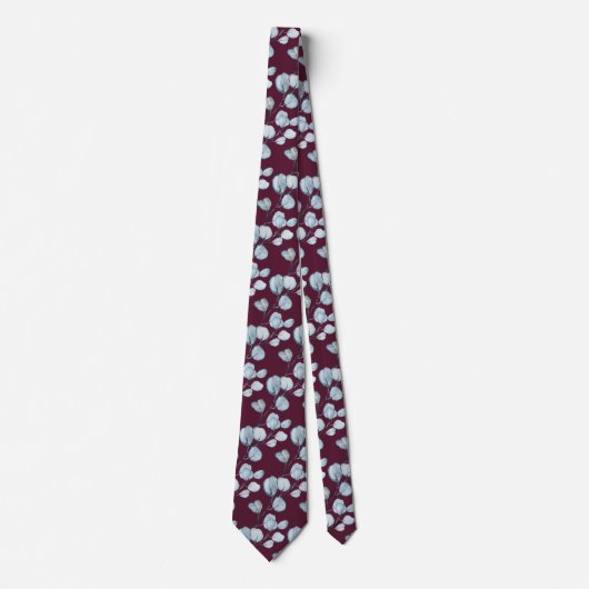 Cravate Raspberry Red Dusty Blue Eucalyptus Mariage (Devant)