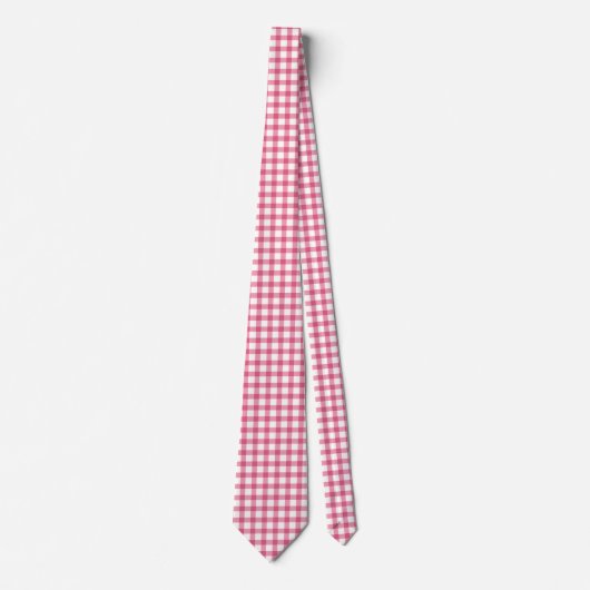Cravate Raspberry rose En vichy Plaid Motif vérifié (Devant)