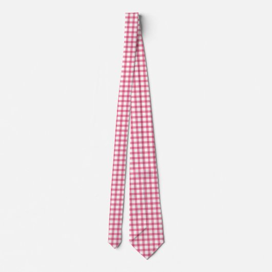 Cravate Raspberry rose En vichy Plaid Motif vérifié (Dos)