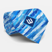 Cravate Rayé Aquarelle Bleue (Roulé)