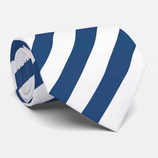 Cravate rayée blanche et bleue (Roulé)