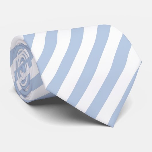 Cravate rayée bleu-clair/blanche (Roulé)