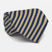 Cravate rayée bleu marine chameau (Roulé)