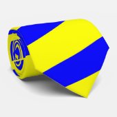 Cravate rayée bleue et jaune (rayures épaisses) (Roulé)