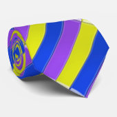 Cravate rayée jaune bleu pourpre (Roulé)